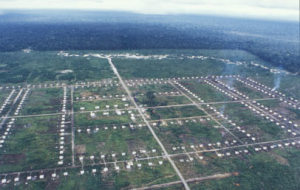 Indonesian transmigration camp cut into the forests of West Papua